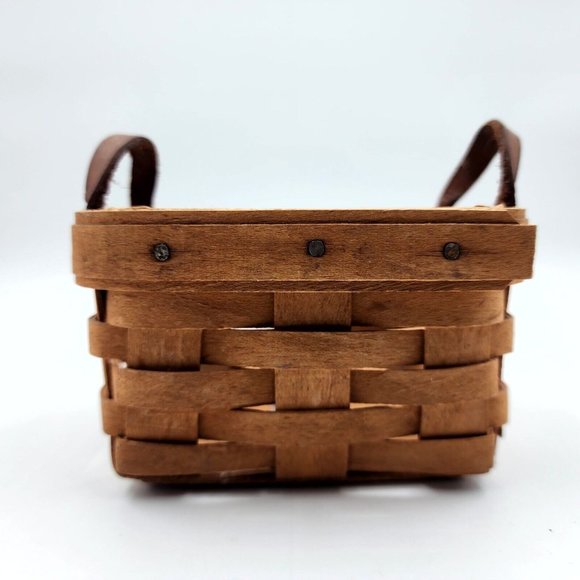 Vintage Longaberger Handwoven Picnic Basket Small Mini Organizer Brown 4.50 in - Picture 1 of 11
